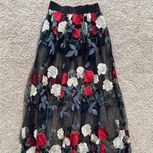 Mesh Floral Maxi Skirt